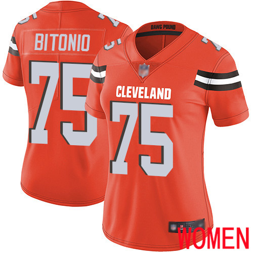 Cleveland Browns Joel Bitonio Women Orange Limited Jersey #75 NFL Football Alternate Vapor Untouchable
